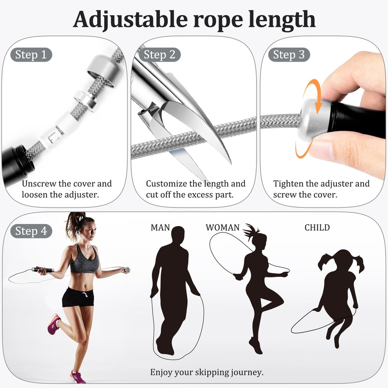 Mangodan Weighted Jump Rope 1LB – Adjustable Speed Skipping Rope with Cotton & PVC Cords