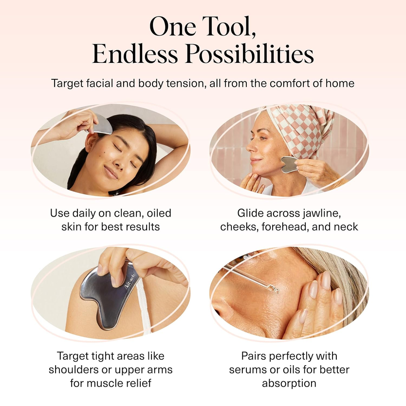 Kitsch Stainless Steel Gua Sha Tool – Face & Body Massager, Silver