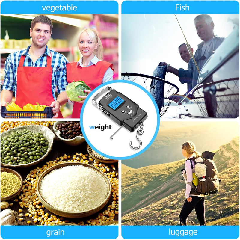 Dr.meter Digital Fish & Luggage Scale 50kg with LCD Display & Tape Measure