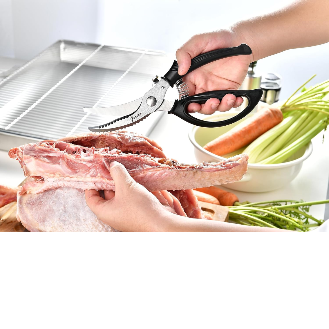 Heavy Duty Poultry Shears - Kitchen Scissors for Cutting Chicken, Poultry, Game, Meat - Chopping Vegetable - Spring Loaded