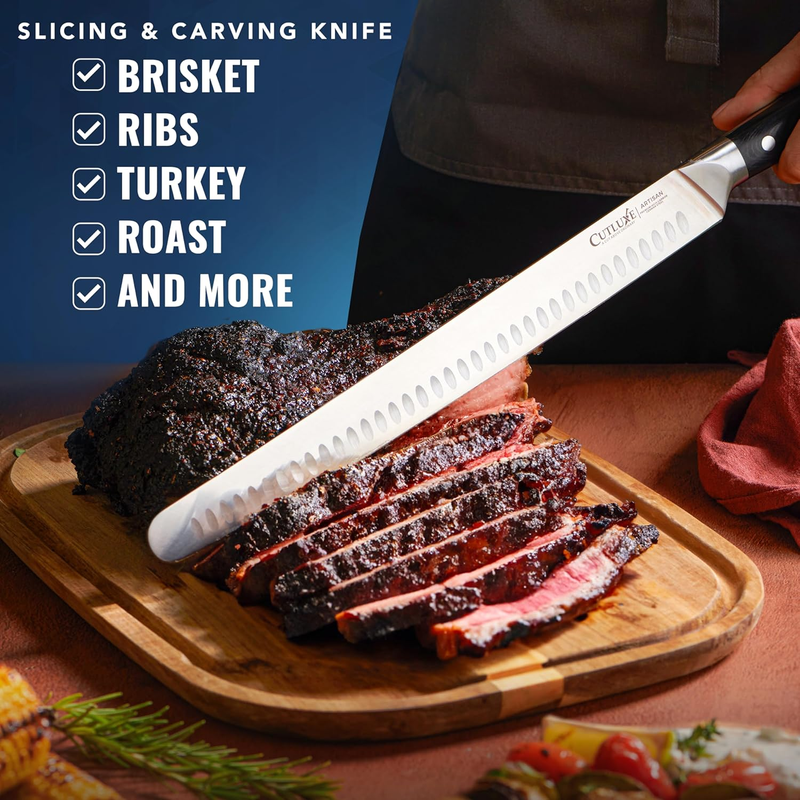 Cutluxe Brisket Knife 12" – German Steel Carving Knife with Sheath