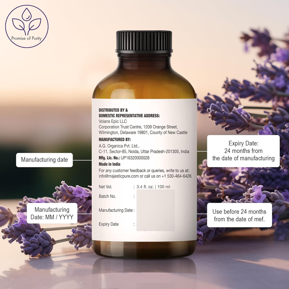 Majestic Pure Lavender Essential Oil with Glass Dropper | 4 Fl Oz