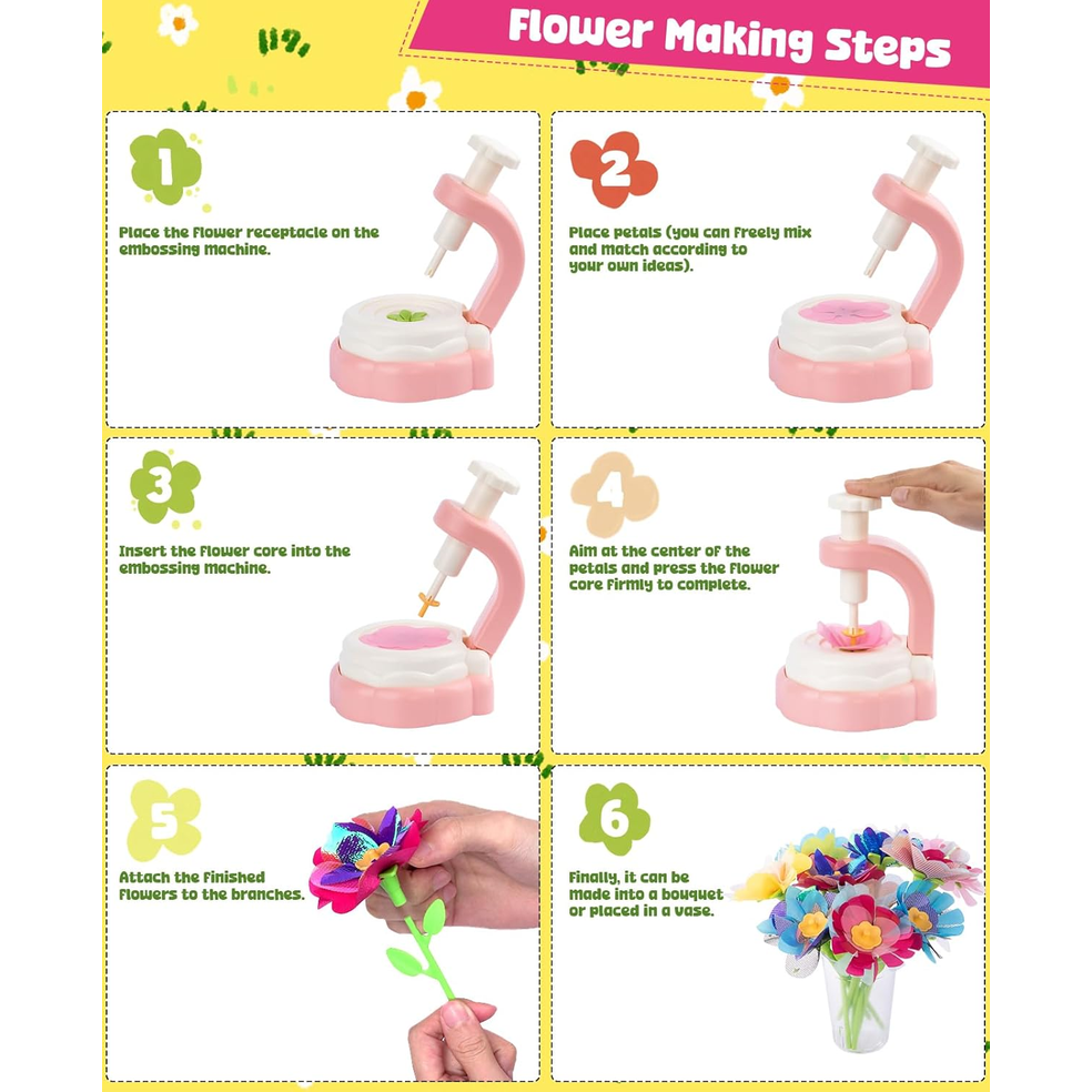 WKYCOE DIY Fabric Flower Bouquet Craft Kit – Arts & Crafts Toy for Kids 4+