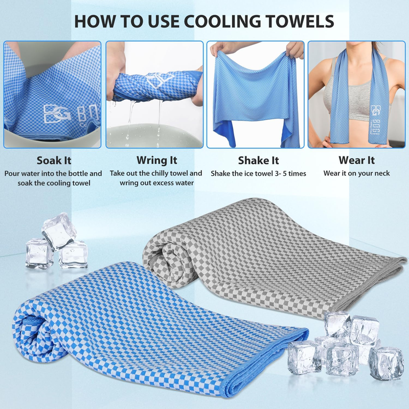 BOGI 4-Pack Cooling Towels – Soft Breathable Bamboo Fabric, Instant Cool