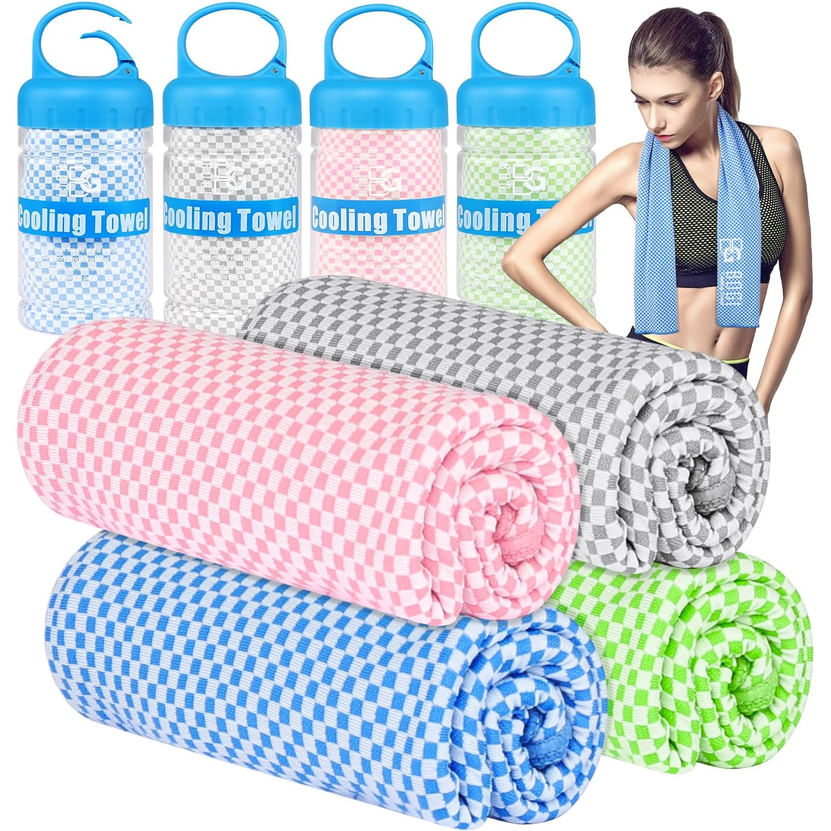 BOGI 4-Pack Cooling Towels – Soft Breathable Bamboo Fabric, Instant Cool