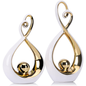 LCCCK White and Gold Ceramic Abstract Sculpture Set of 2 – Modern Home Decor