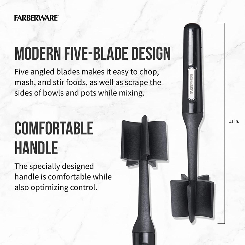 Farberware Nylon Meat & Potato Masher – Black, 10 Inch