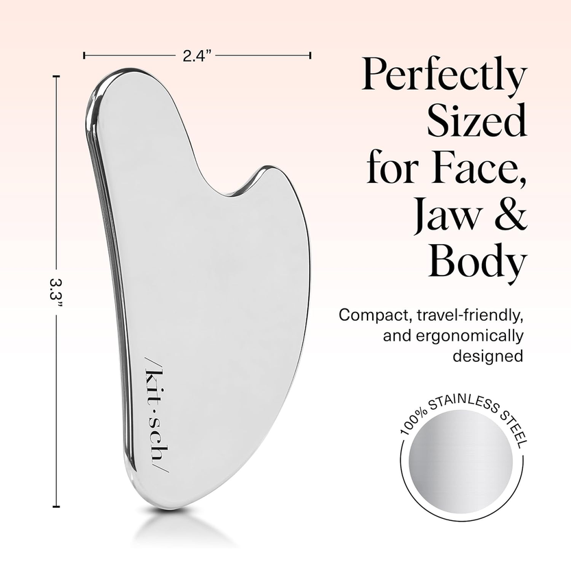 Kitsch Stainless Steel Gua Sha Tool – Face & Body Massager, Silver