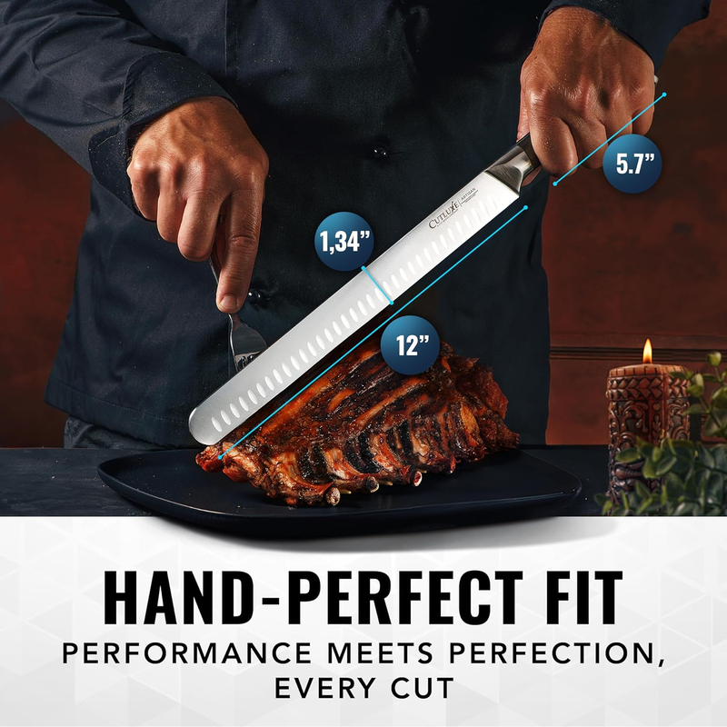 Cutluxe Brisket Knife 12" – German Steel Carving Knife with Sheath
