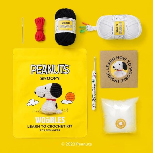 The Woobles Beginner Crochet Kit – Snoopy with Easy Peasy Yarn & Video Tutorials