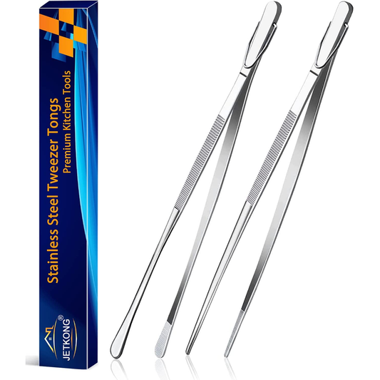 JETKONG 2-Pack 12" Stainless Steel Kitchen Tweezers – Cooking & Serving Tongs