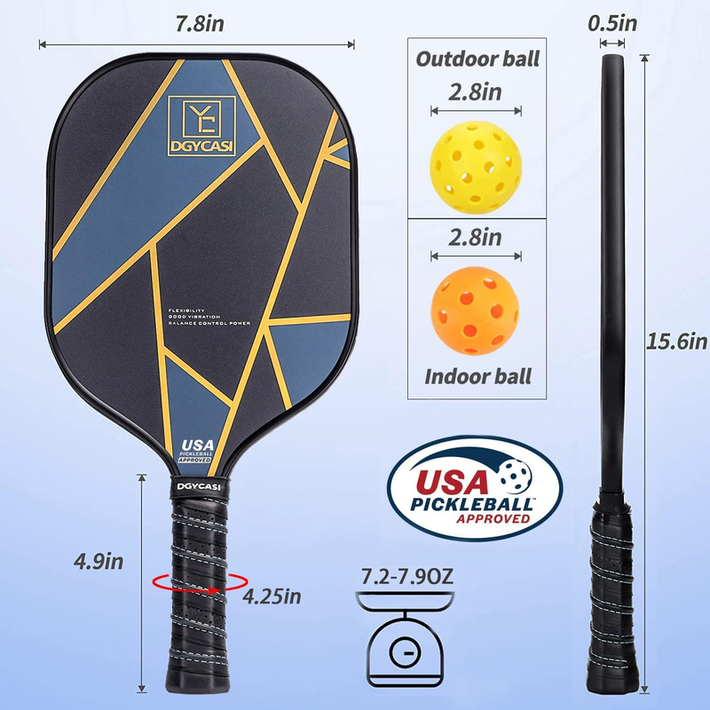 YC DGYCASI Pickleball Paddle Set of 2 – USAPA Approved Carbon Fiber with Balls & Bag