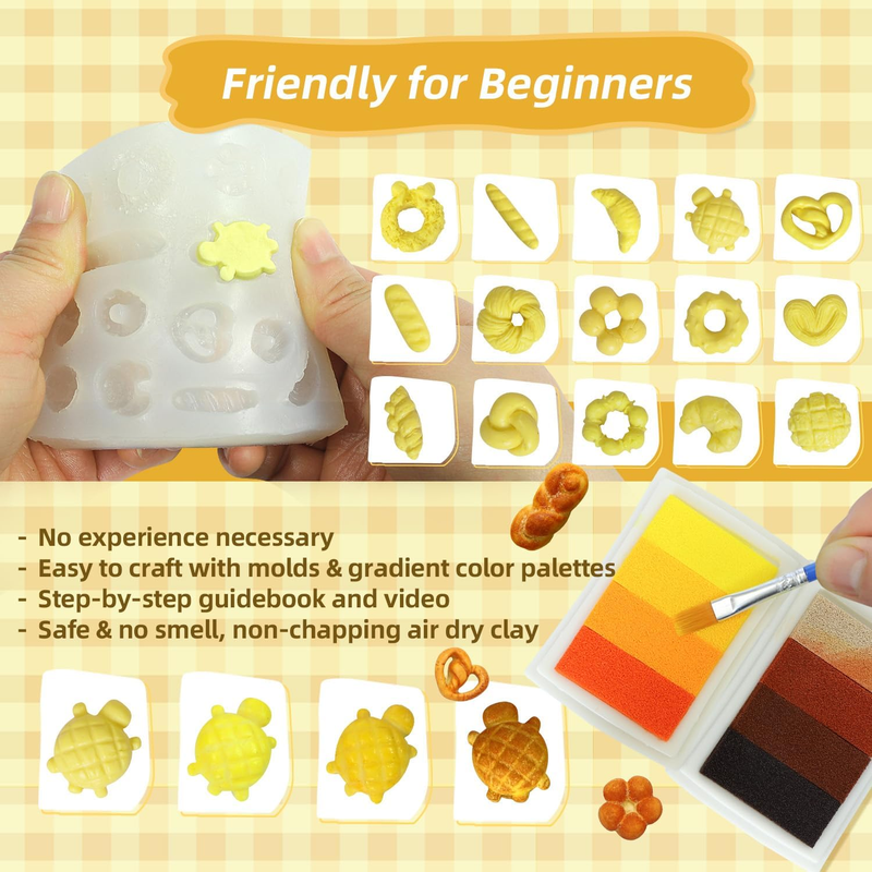 iLAND DIY Mini Food Clay Craft Kit – Air Dry Resin Clay with Tools & Moulds