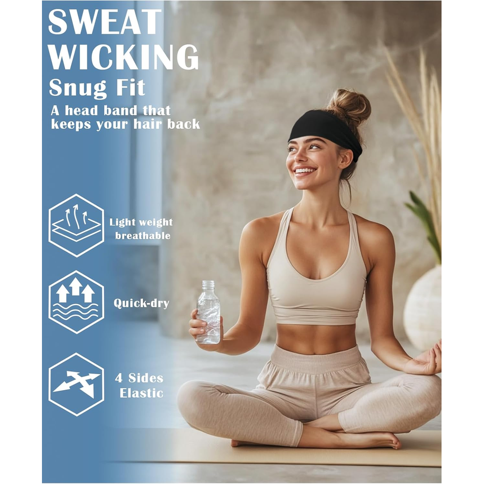 JHYWELL Unisex Sports Headbands – Non-Slip Sweatbands for Running & Training