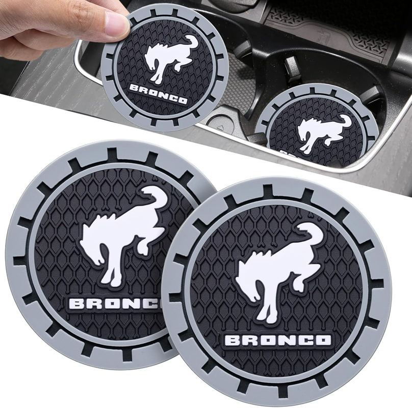 TACOMA Silicone Car Cup Holder Coasters 2-Pack – 2.75", Grey, for Ford Bronco Sport 2023/2024