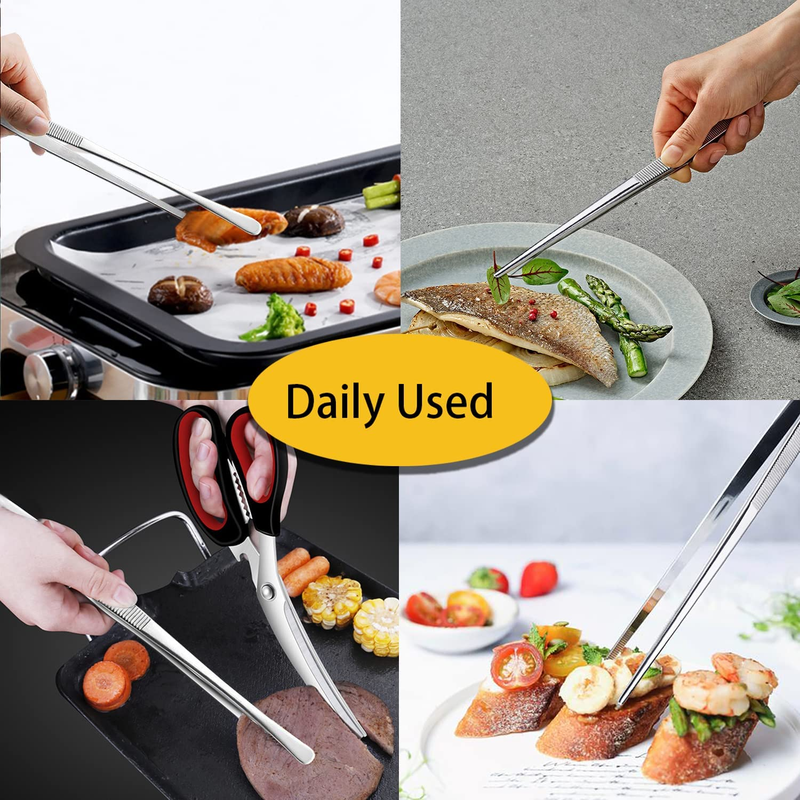 JETKONG 2-Pack 12" Stainless Steel Kitchen Tweezers – Cooking & Serving Tongs