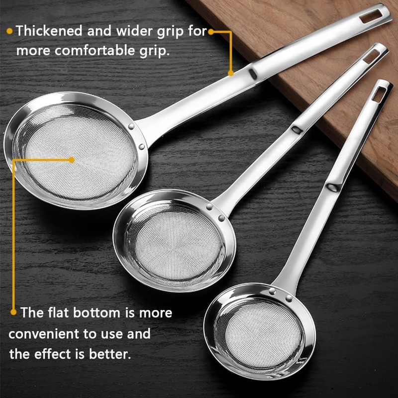 Hvanam 3-Piece Stainless Steel Fine Mesh Strainer and Skimmer Set
