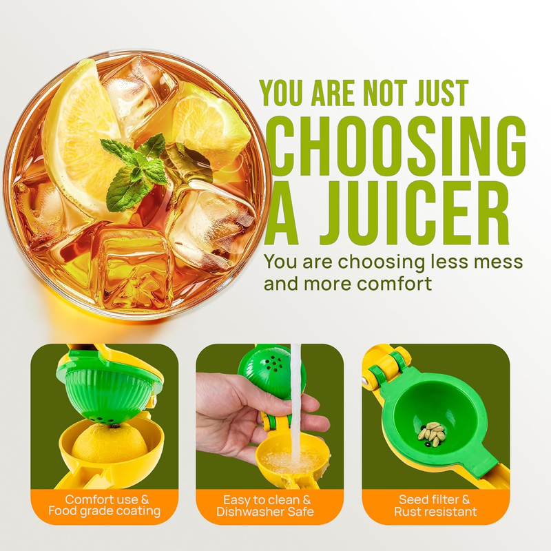 Zulay Kitchen 2-in-1 Metal Lemon & Lime Squeezer – Yellow/Green