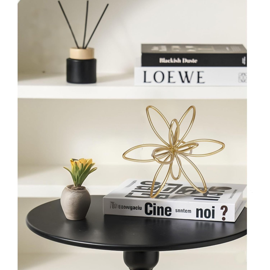 PUHOZN Gold Metal Geometric Sculpture – Modern Decorative Sphere Figurine