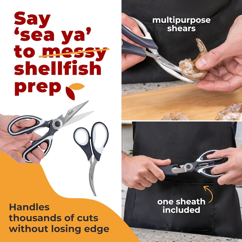Gidli Kitchen Shears with Seafood Scissors – Stainless Steel Set
