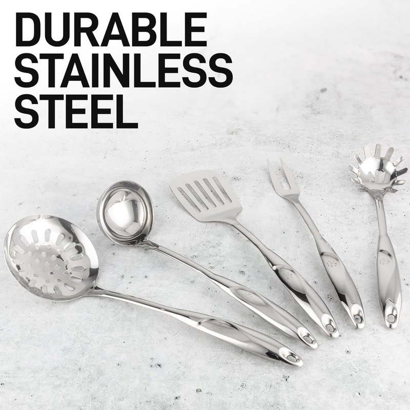 Zulay Kitchen 5-Piece Stainless Steel Cooking Utensil Set – Silver