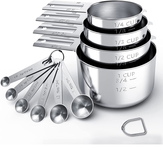 TILUCK 10-Piece Stainless Steel Measuring Cups & Spoons Set