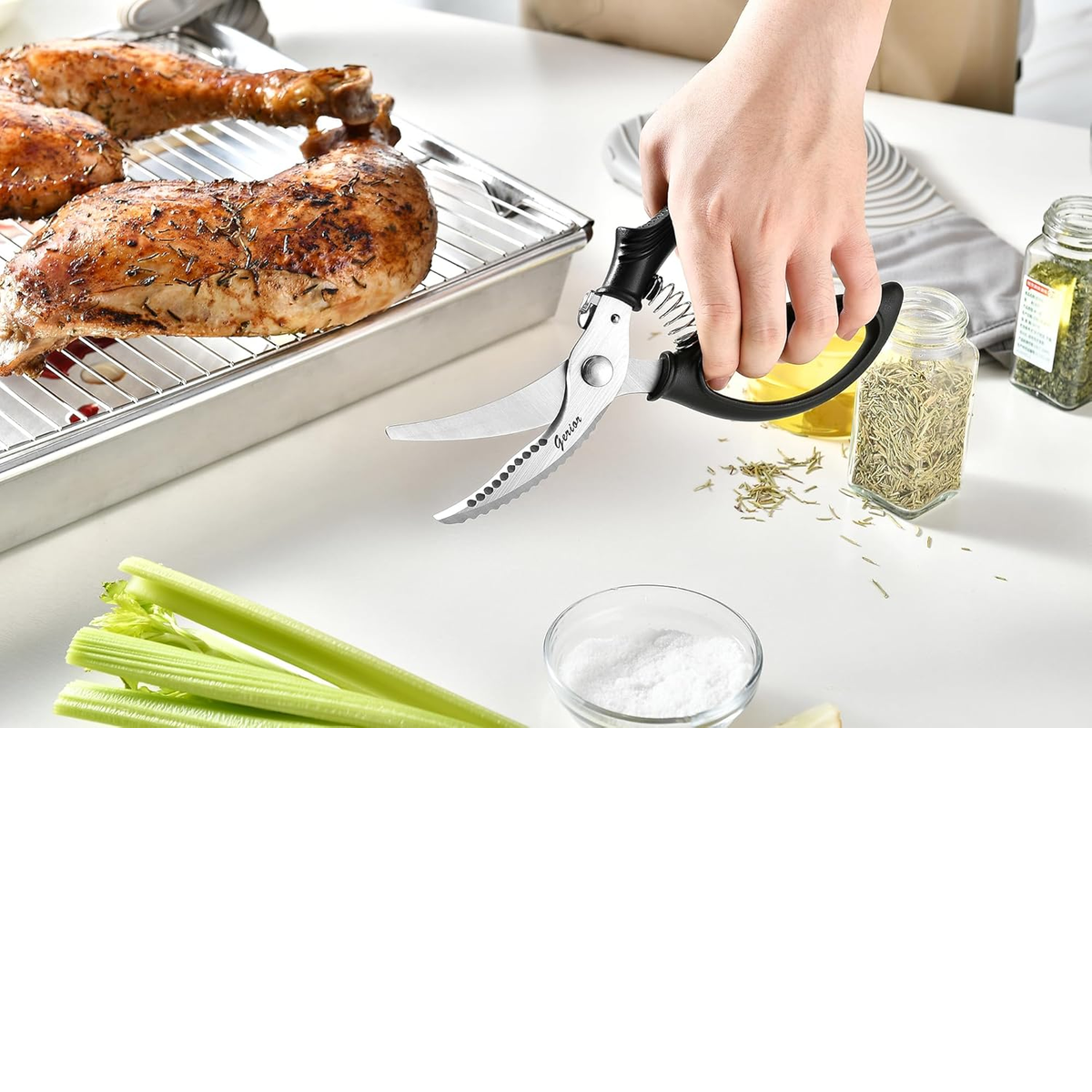Heavy Duty Poultry Shears - Kitchen Scissors for Cutting Chicken, Poultry, Game, Meat - Chopping Vegetable - Spring Loaded
