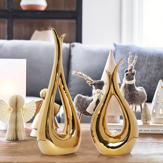 Dlfghos Gold Ceramic Vase Set of 2 – Modern Decorative Centerpieces