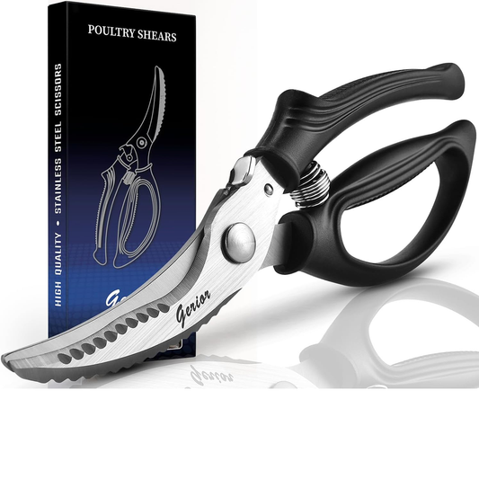 Heavy Duty Poultry Shears - Kitchen Scissors for Cutting Chicken, Poultry, Game, Meat - Chopping Vegetable - Spring Loaded