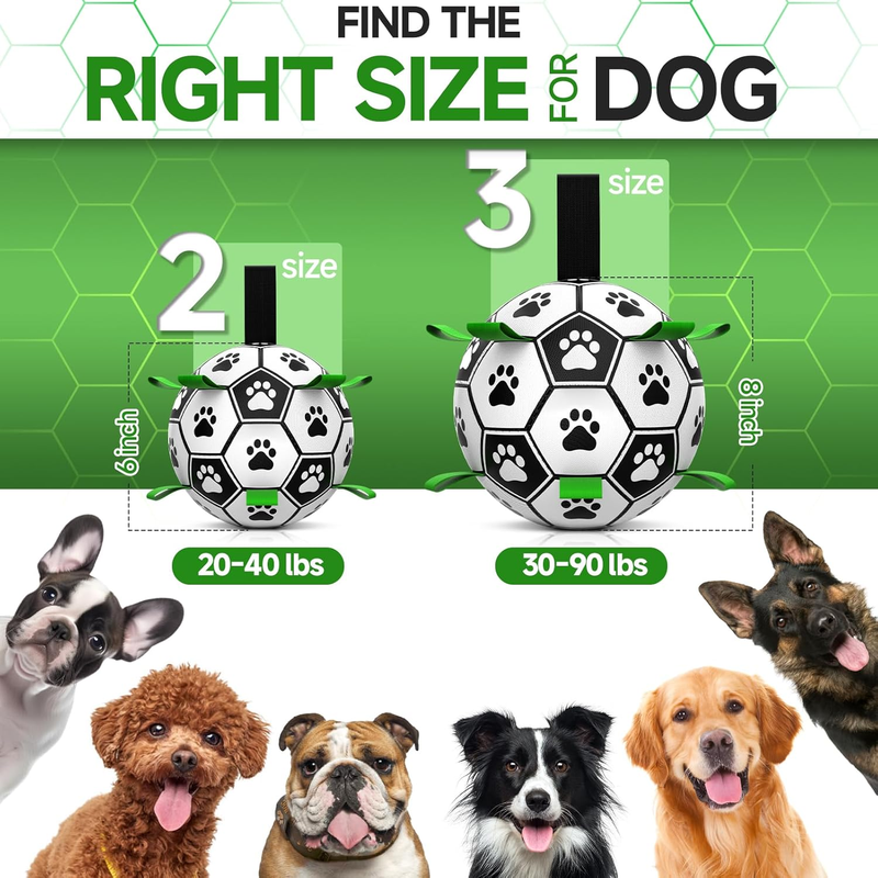 QDAN Dog Soccer Ball with Straps – 6 Inch, Small & Medium Dogs
