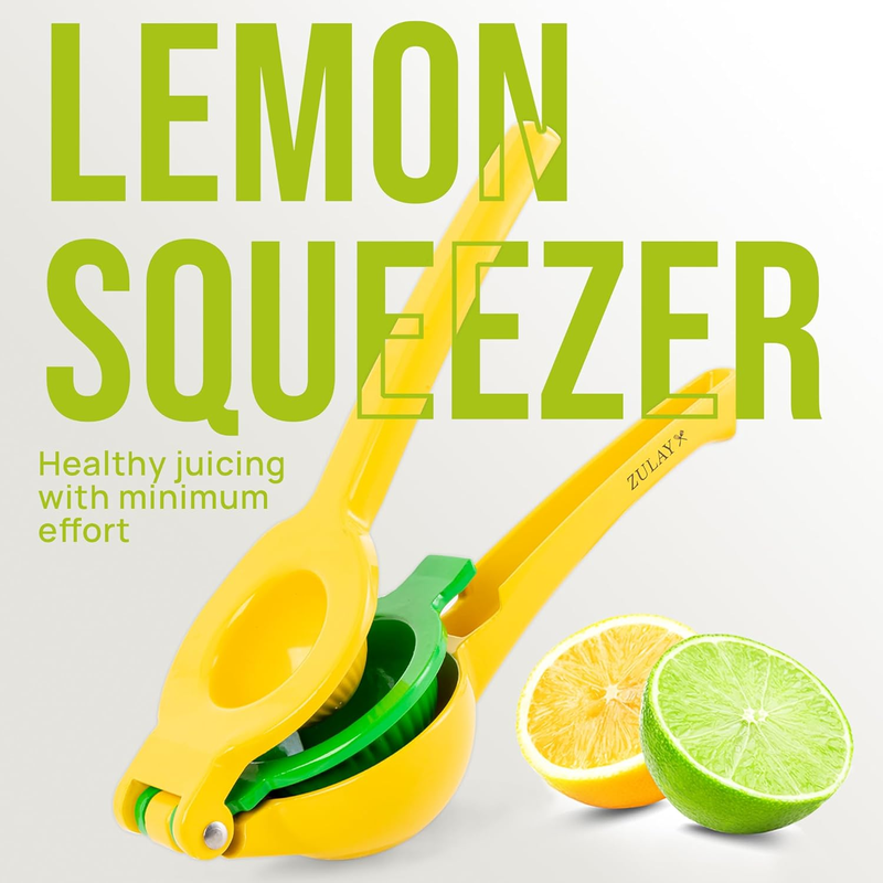 Zulay Kitchen 2-in-1 Metal Lemon & Lime Squeezer – Yellow/Green