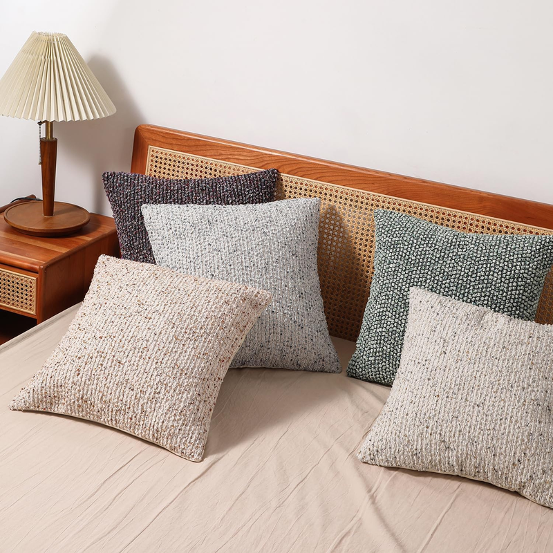 DEZENE Striped Boucle Throw Pillow Covers Set of 2 – 20"x20" Blue