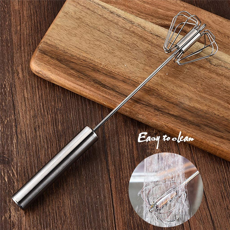 Digead Hand Push Stainless Steel Rotary Whisk – 12in Egg and Milk Mixer