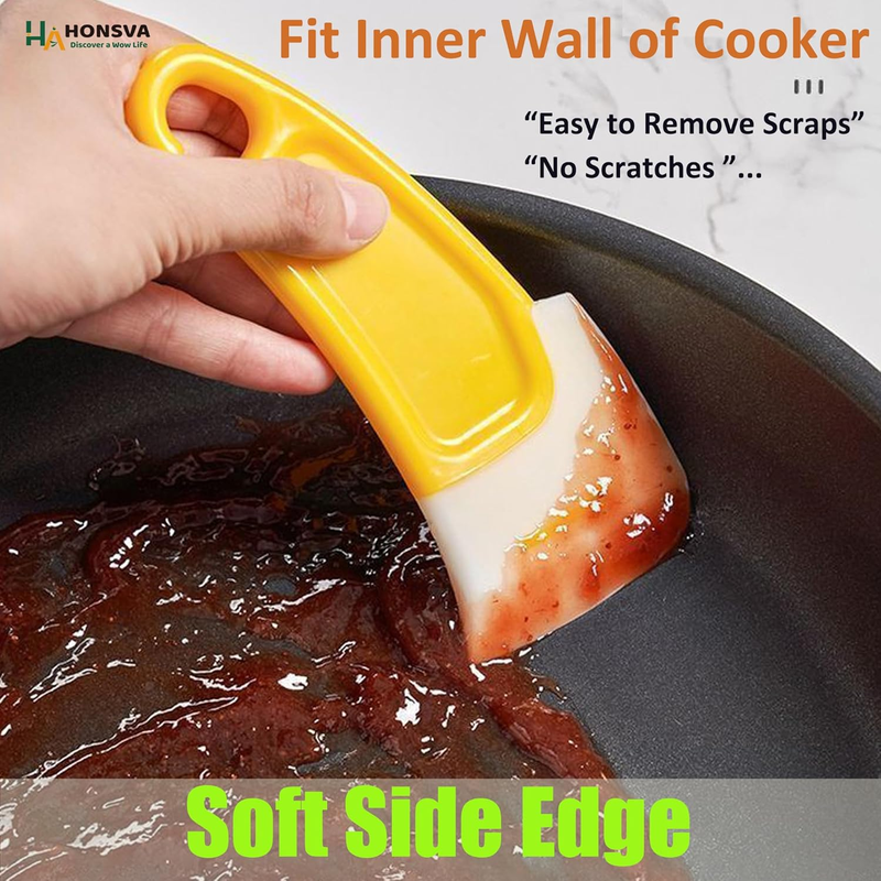 Honsva Silicone Dish Scraper Set – 3 Pack (Red, Green, Yellow)