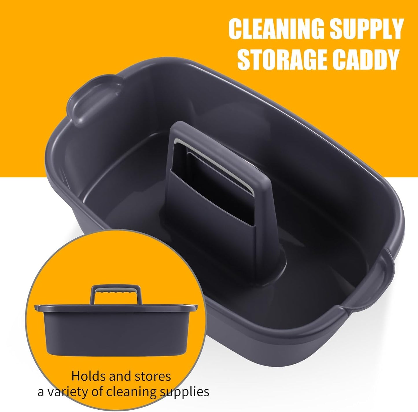 2-Pack Large Gray Cleaning Caddy for Cleaning Supplies with Handle