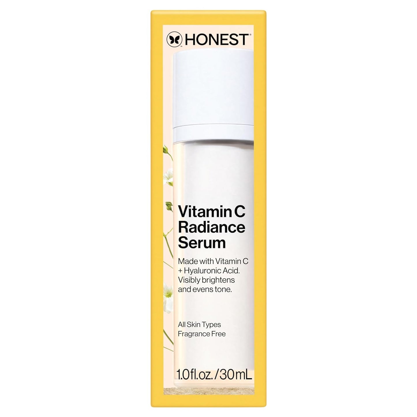 Honest Beauty Vitamin C Radiance Serum | Improves + Brightens Skin Tone and Complexion | Gentle for Sensitive Skin, Fragrance Free, Vegan | 1 Fl Oz