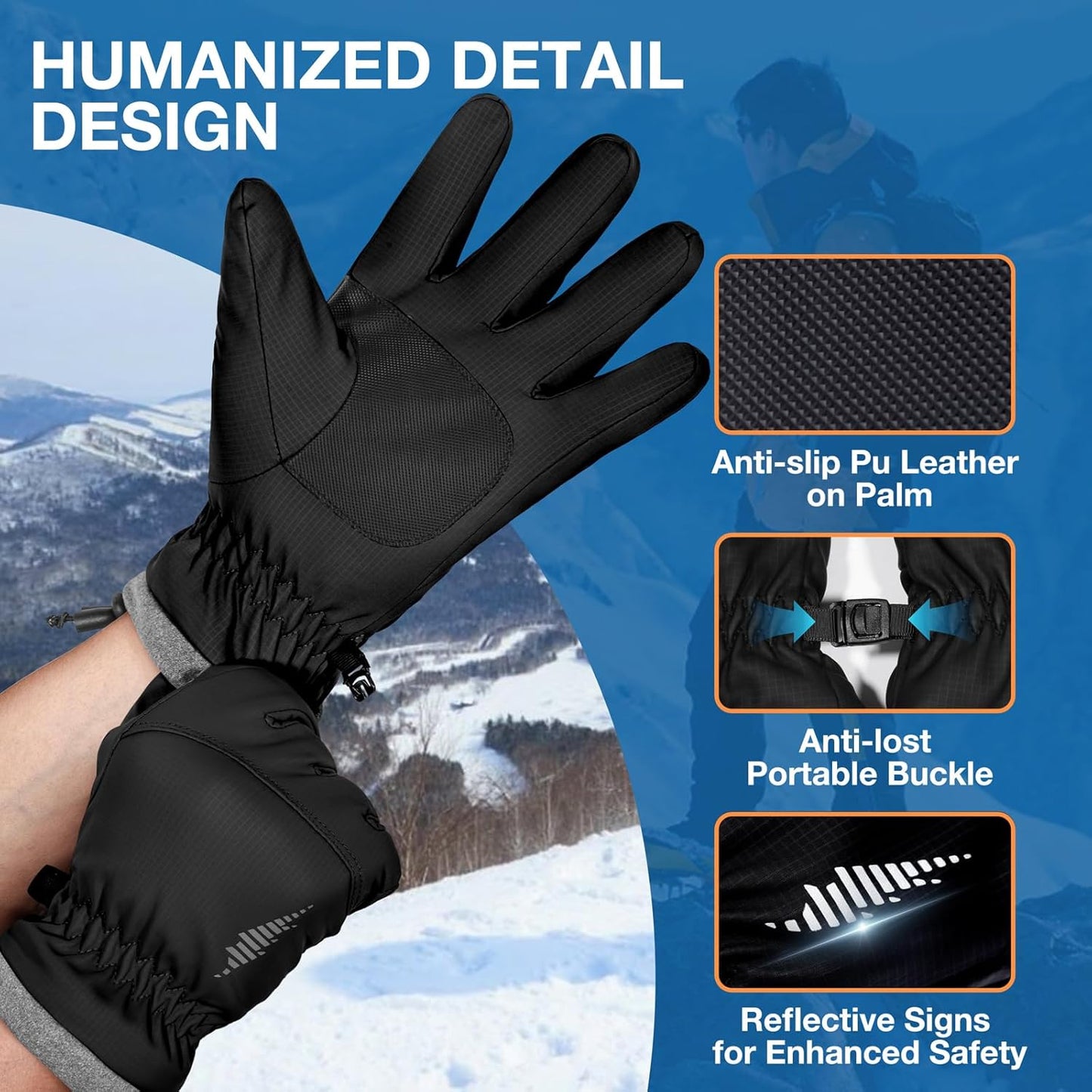 SIMARI Winter Waterproof Warm Gloves Women Men with Touchscreen Fingers