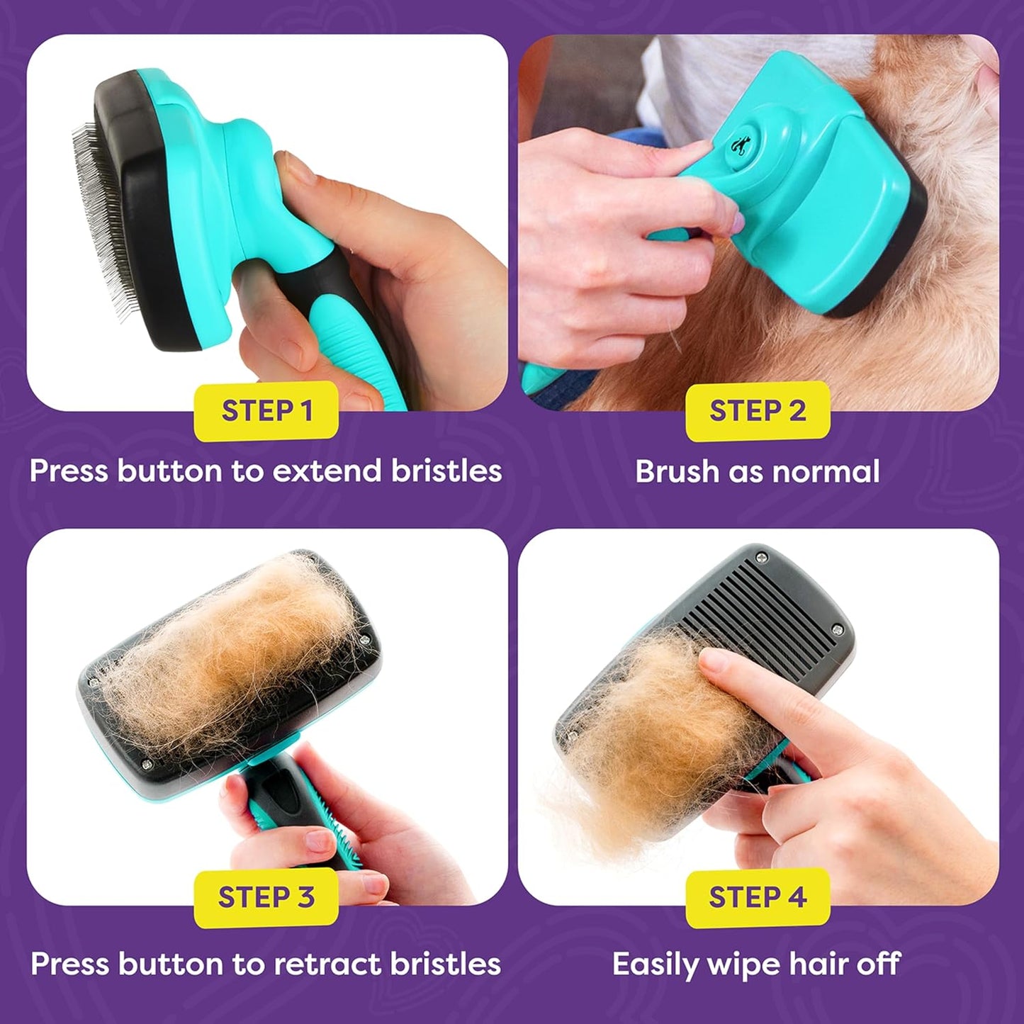 Hertzko Dog Brush for Shedding - Self Cleaning Slicker Brush for Dogs and Cats