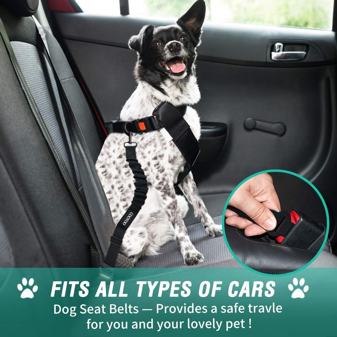 COOYOO Dog Seat Belt, Durability Retractable Dog Car Harness