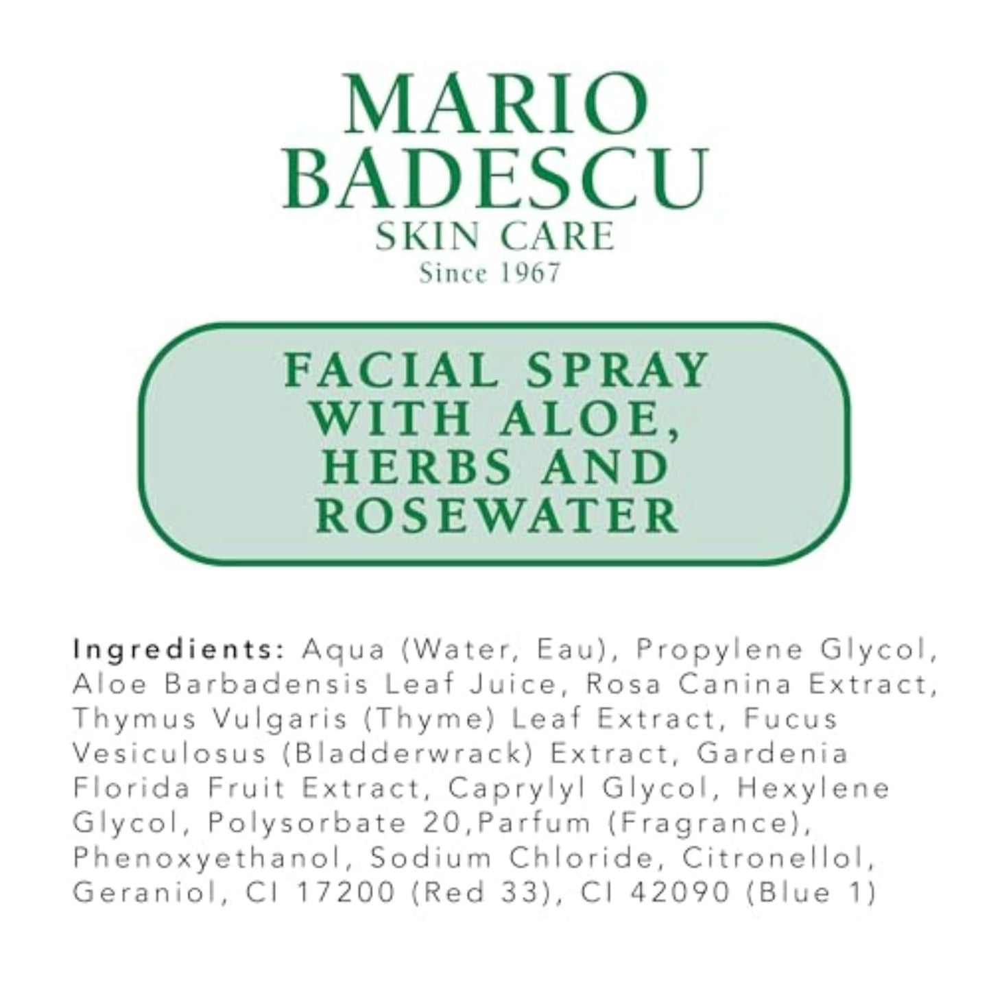 Mario Badescu Facial Spray with Aloe, Herbs and Rose Water for All Skin Types, Face Mist That Hydrates, Rejuvenates & Clarifies