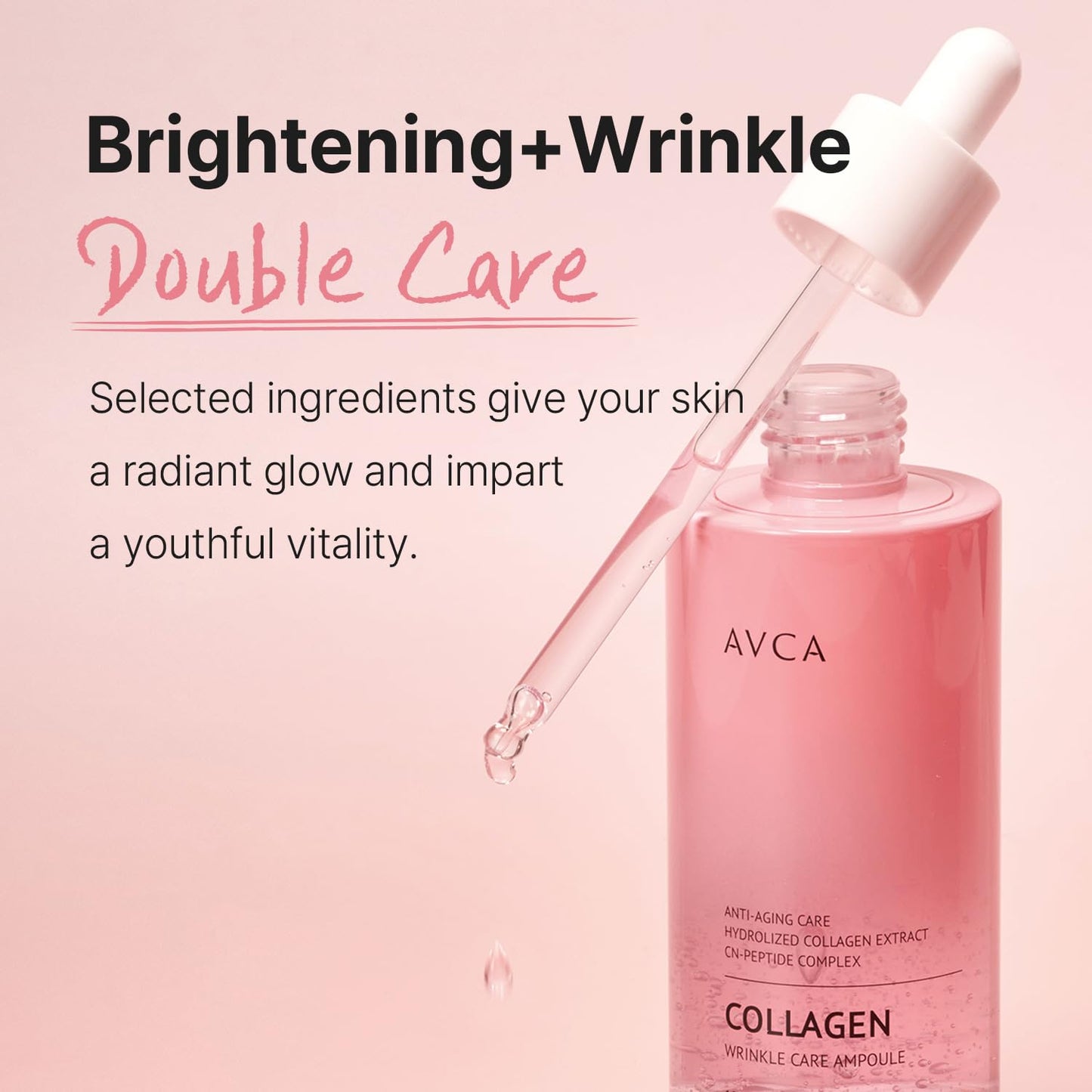 AVCA Collagen & Peptide Wrinkle Care Serum 100Ml (3.38 Fl Oz) – Firming Face Serum for Wrinkles and Elasticity, Hydrating Anti-Aging Korean Skin Care with Hydrolyzed Collagen