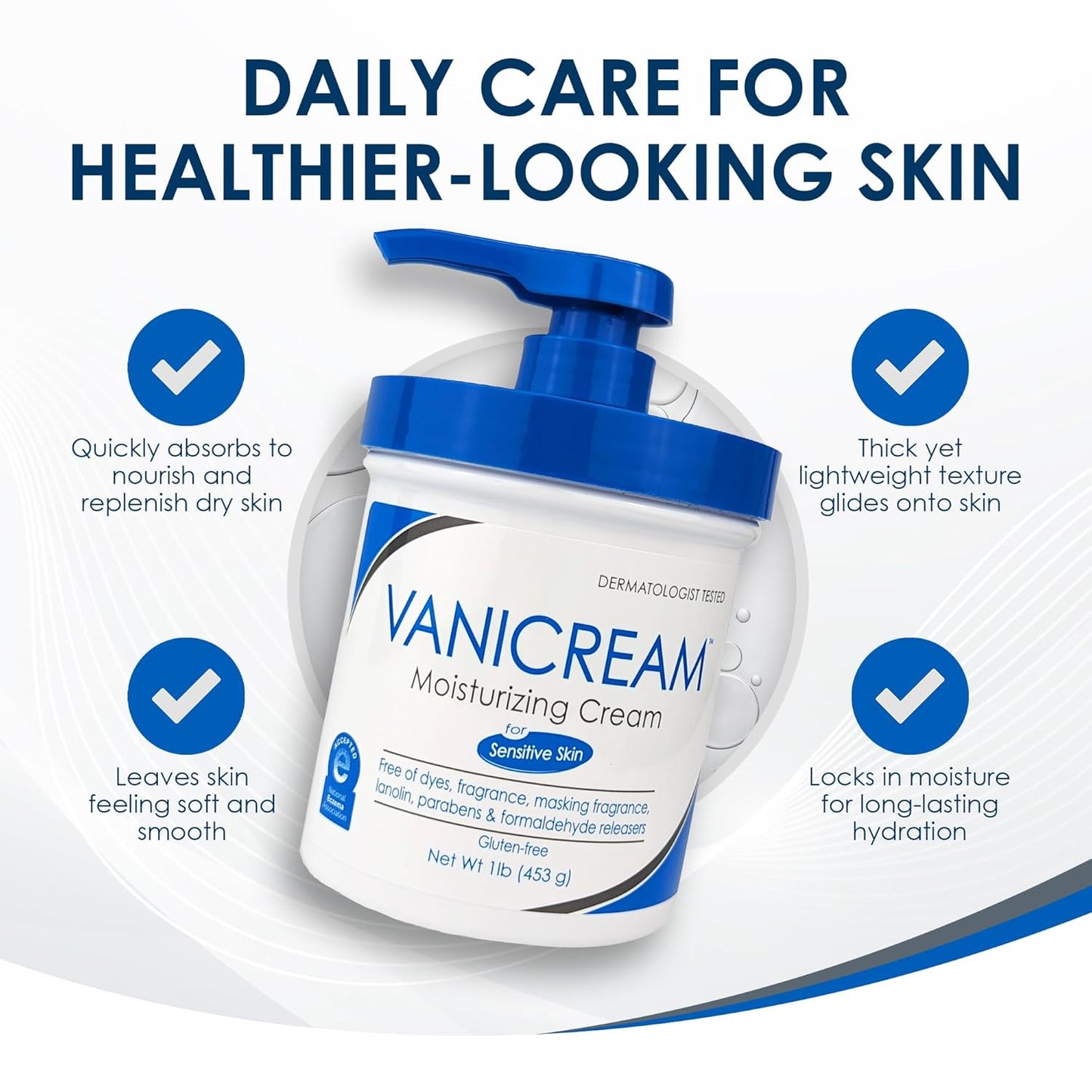 Vanicream Moisturizing Skin Cream with Pump Dispenser - 16 Fl Oz (1 Lb) - Moisturizer Formulated without Common Irritants for Those with Sensitive Skin