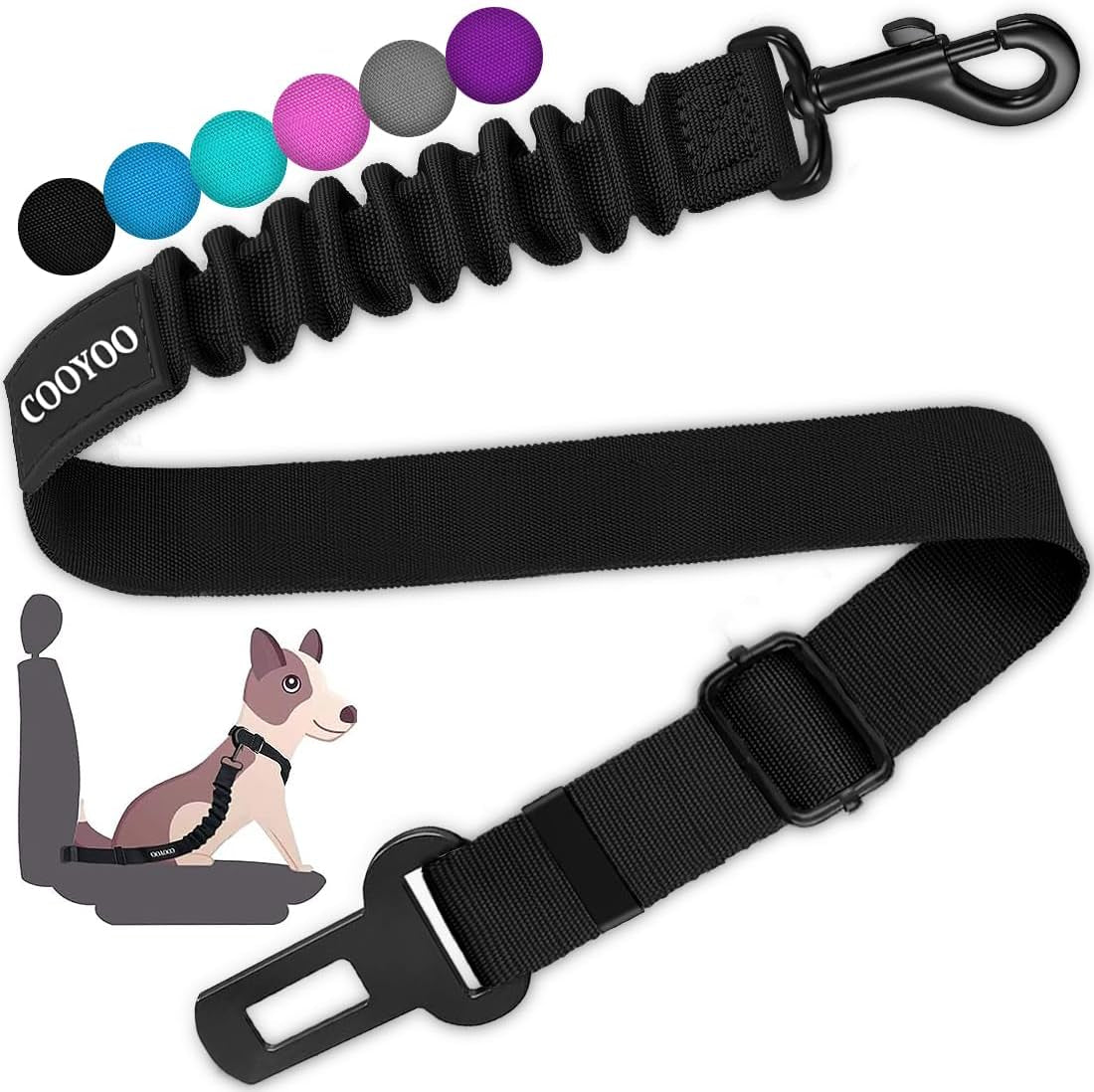 COOYOO Dog Seat Belt, Durability Retractable Dog Car Harness