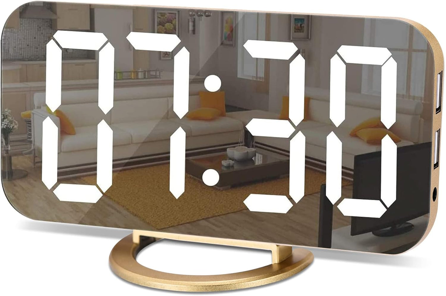 SZELAM Digital Alarm Clock,Led and Mirror Desk Clock Large Display