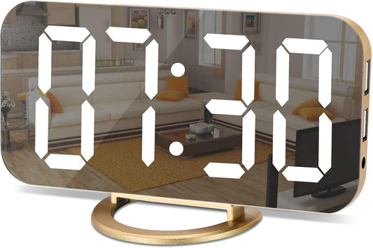 SZELAM Digital Alarm Clock,Led and Mirror Desk Clock Large Display