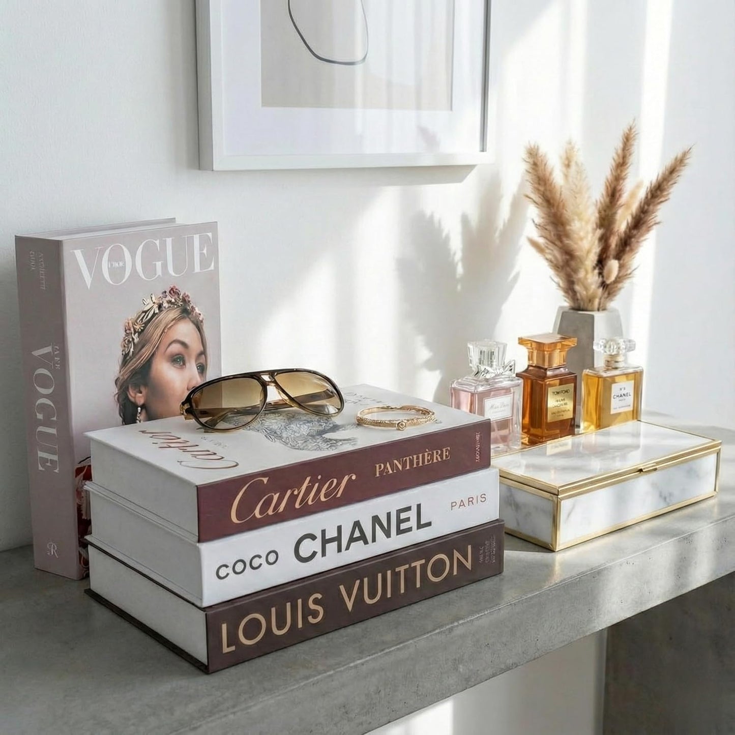 LUXE LARGE | 4 PCS Faux Decorative Books for Home Decor | Not Real Books | Coffee Table Decor, Shelf Styling & Modern Aesthetic Accent Pieces for Living Room, Office, Entryway, or Bookshelf Display