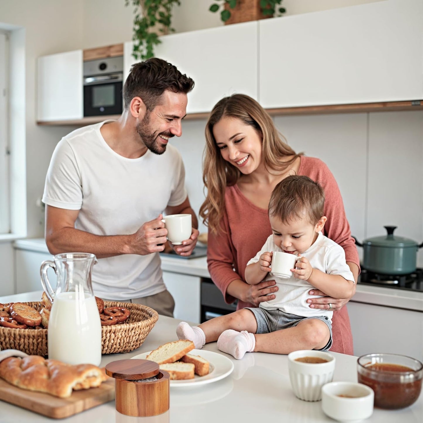 Demigo Acacia Wood Salt Box with Swivel Lid – 9oz Spice Keeper