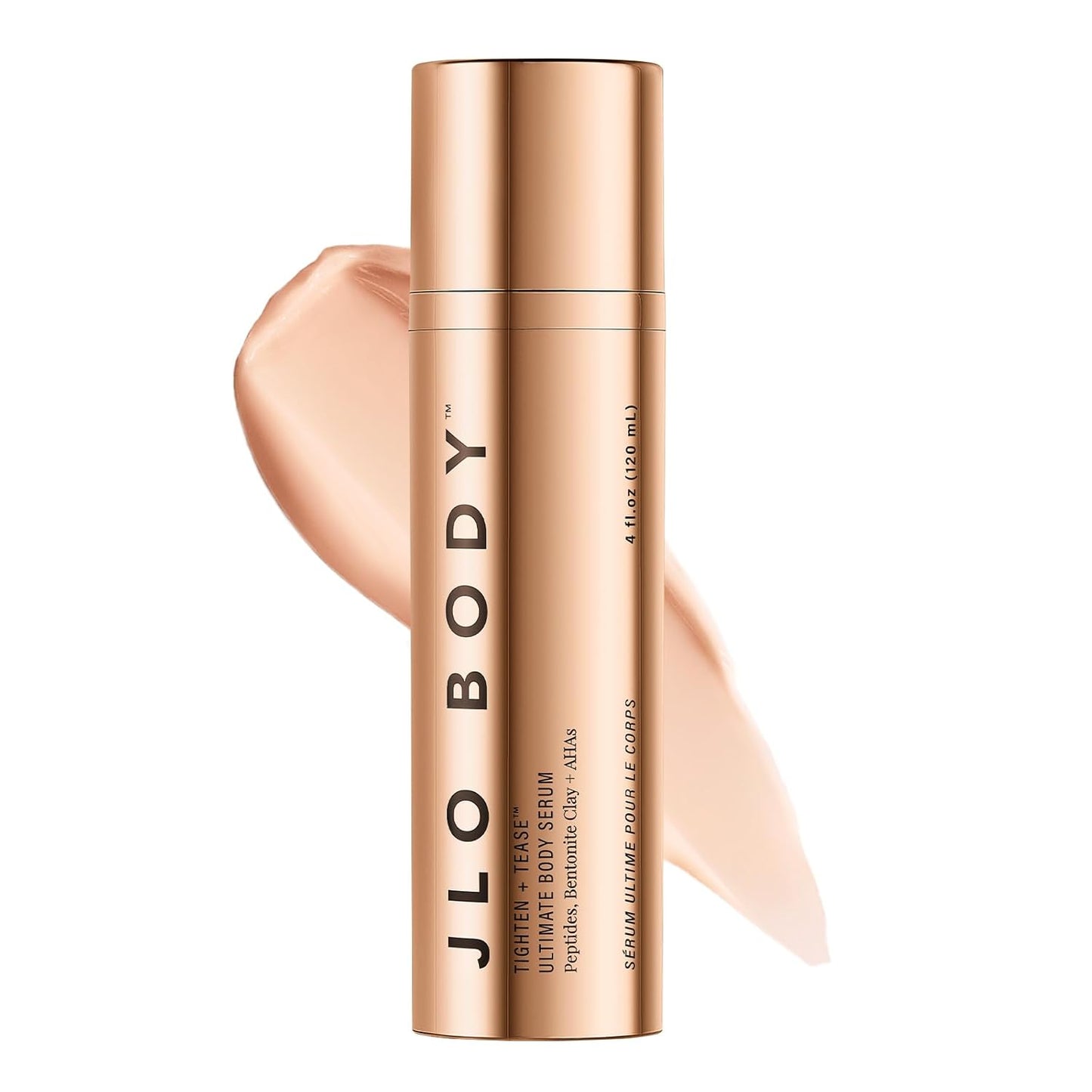 JLO BEAUTY Body Serum with Ahas & Peptides, Exfoliating Body Lotion for Radiant Smooth Skin, Hydrating Moisturizer to Support Elasticity, Even Tone & Visible Firming, Tighten + Tease, 4.06 Oz