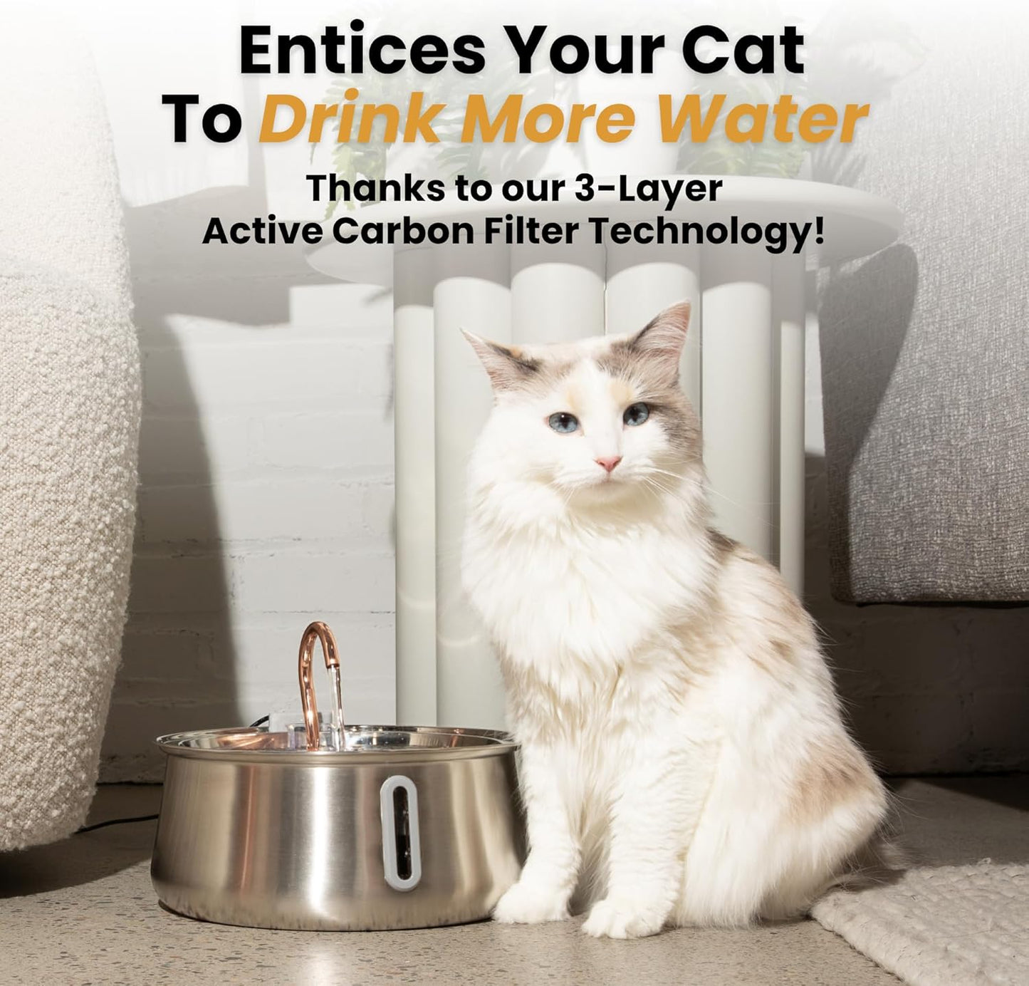 Stainless Steel Cat Water Fountain Automatic Drinking Fountain