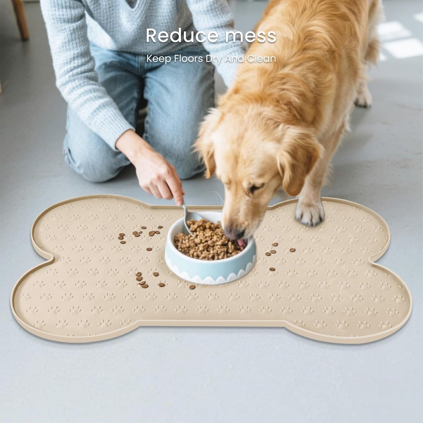 Dog Food Mat Anti-Slip Silicone Dog Bowl Mat 